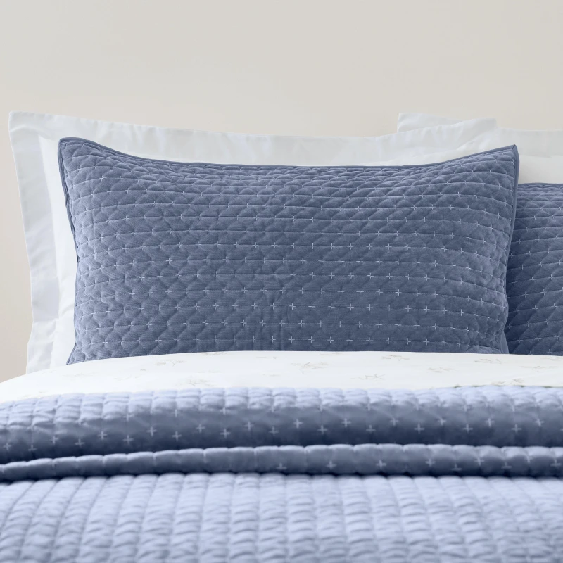 Image of Bianca Attica Velvet Pair Pillow Protectors Blue