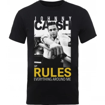 Image of Johnny Cash Rules Everything Mens Medium T-Shirt - Black