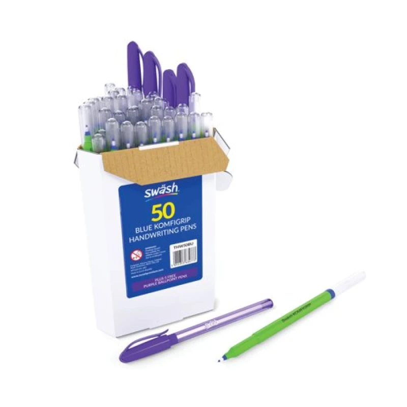Image of Swash Swash Handwriting Pens Blue (Pack of 50) THW50BU THW50BU