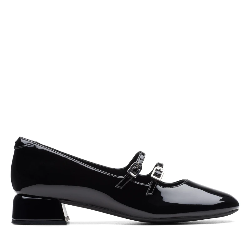 Image of Clarks Clarks Women Daiss 30 Shine Black Patent Mary Jane Size: 5.5-Standard Fit Black 5.5-Standard Fit Female 5063090452031