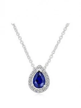 Image of Beaverbrooks Silver Blue Cubic Zirconia Pear Halo Pendant