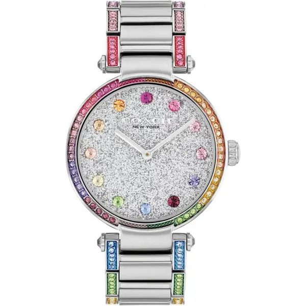 Image of Coach Coach Ladies Cary Rainbow Crystal Bracelet Watch - Silver One Size