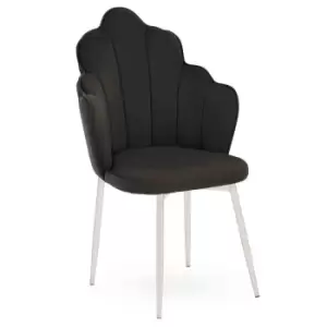 Image of Interiors By PH Velvet Dining Chair Black Chrome Legs