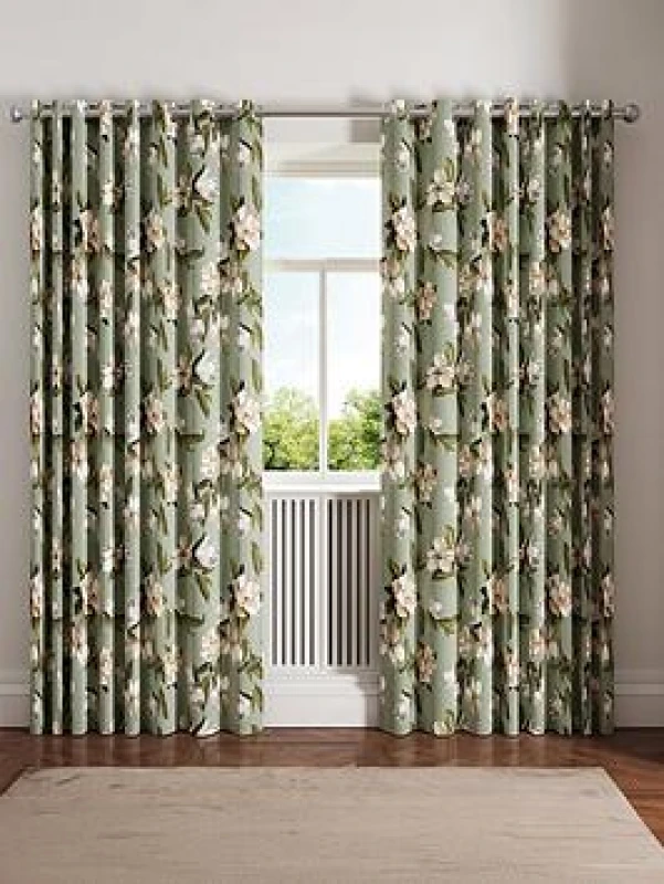 Image of Ted Baker 'Opal Floral' Cotton Lined Curtains in Navy Size: 168cm width x 229cm drop Navy Unisex 168cm width x 229cm drop