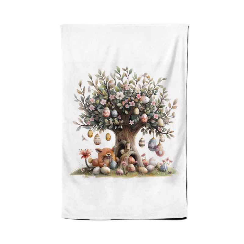 Image of Warren Reed - Designer Easter Egg Tree Tea Towel Multicolor Unisex