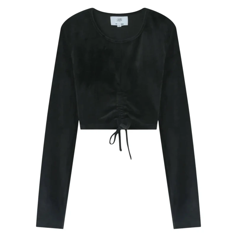 Image of Sixth June Womens crop top T-Shirt Sixth June Cordon Details Noir Female S