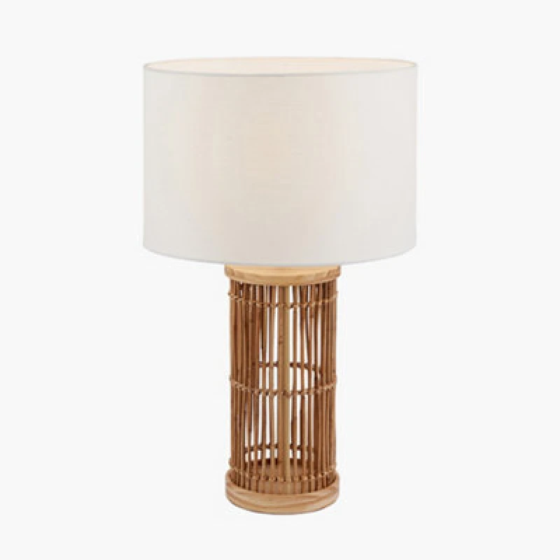 Image of Sorbus Natural Ribbed Table Lamp Beige