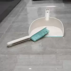 Image of JVL - Pro Clean Anti-Bacteria Dustpan and Brush with Rubber Bristles, Blue, One Size