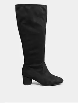 Image of Yours Extra Wide Fit Stretch Knee High Boots Black Micro, Black, Size E, Women