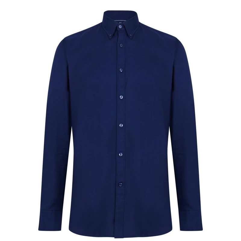 Image of Haines and Bonner Haines and Bonner Benjamin Tailored Oxford Shirt - Blue 37 Male