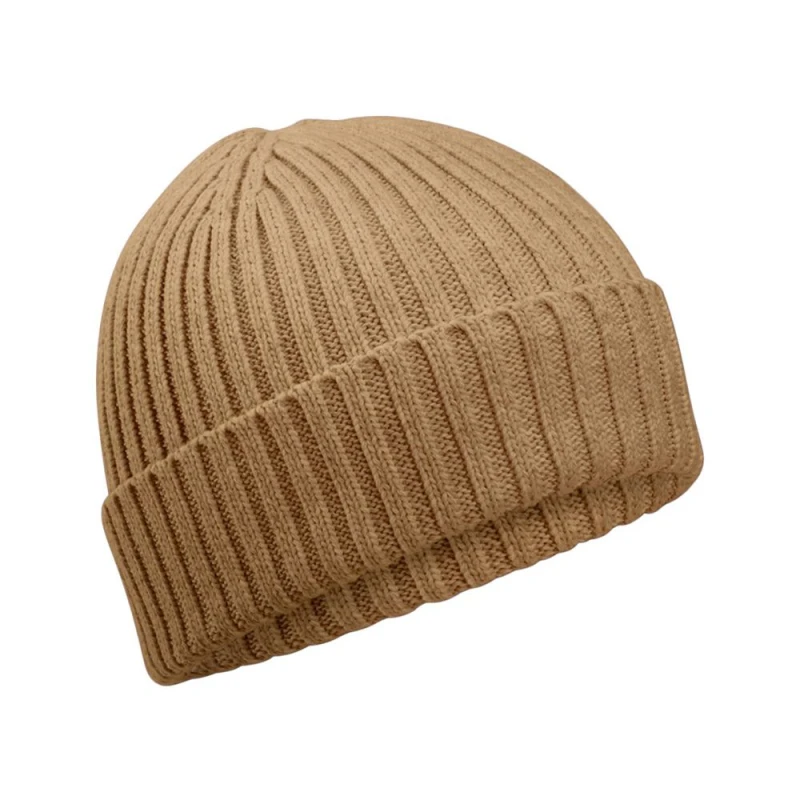 Image of Beechfield Beechfield Men Cotton Beanie in Light Brown Light Brown One Size Male 5063693917388