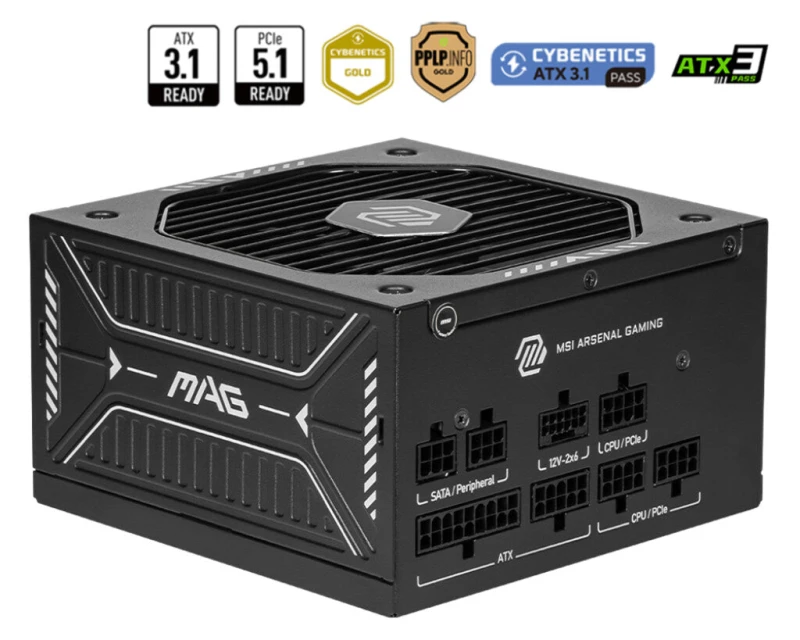 Image of MSI MAG A750GLS PCIE5 power supply unit 750 W 24-pin ATX ATX Black 4711377292283