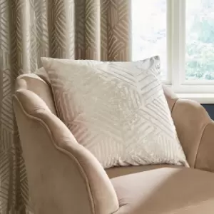 Image of Catherine Lansfield Geometric Cut Velvet Cushion Gold