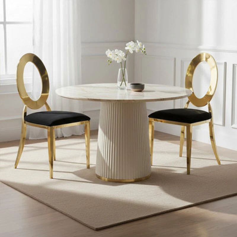 Image of Premier Housewares Interiors by Premier Sarita Stackable Oval Dining Chair Gold
