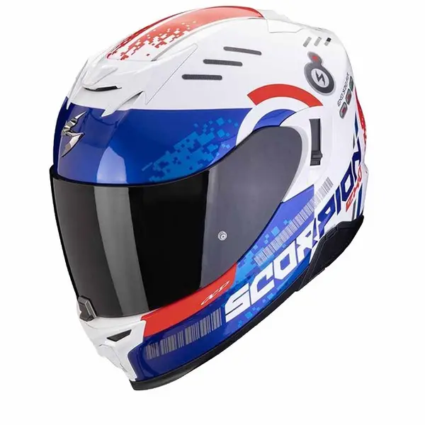 Image of Scorpion Exo-520 Evo Air Titan White Blue Red Full Face Helmet 2XL