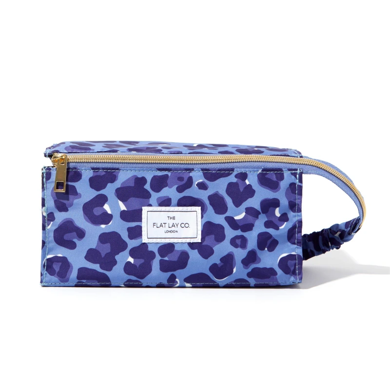 Image of The Flat Lay Co. Flat Lay Makeup Box Bag - Blue Leopard print Makeup Bags One Size Blue 80016118000