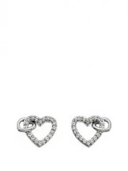 Image of Hot Diamonds Sterling Silver Togetherness Open Heart Stud Earrings, Silver, Women