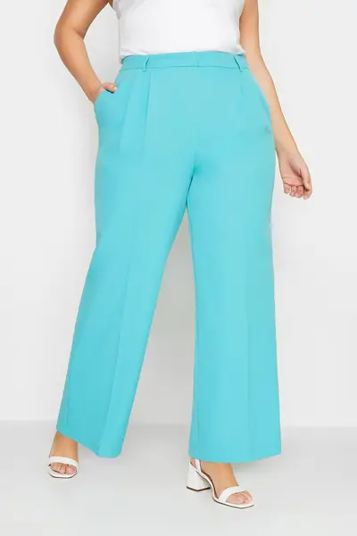 Image of Yours Wide Leg Trousers Aqua