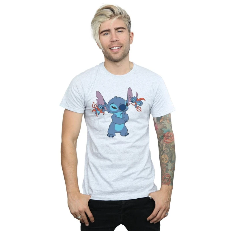 Image of Disney Men Lilo And Stitch Little Devils T-Shirt in Grey Size: Small Grey S Male 5059114523900