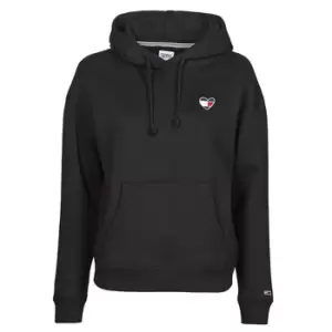 Image of Tommy Jeans TJW BXY HOMESPUN HEART HOODIE womens Sweatshirt in Black. Sizes available:S,M,L,XL,XS,XXS