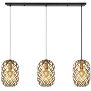 Image of Lucide WOLFRAM - Bar Pendant Light - 3xE27 - Matt Gold, Brass