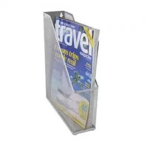 Image of Osco Mesh Magazine File Rack Metal Silver 32747DT