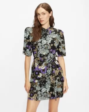 Image of Puff Shoulder Floral Mini Dress
