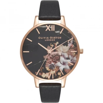 Image of Marble Florals Black & Rose Gold Watch