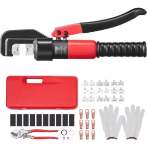 Image of VEVOR Crimping Tool, AWG12-2/0 Copper And Aluminum Terminal Battery Lug Hydraulic Crimper, with a Cutting Pliers, Gloves, 50pcs Copper Ring