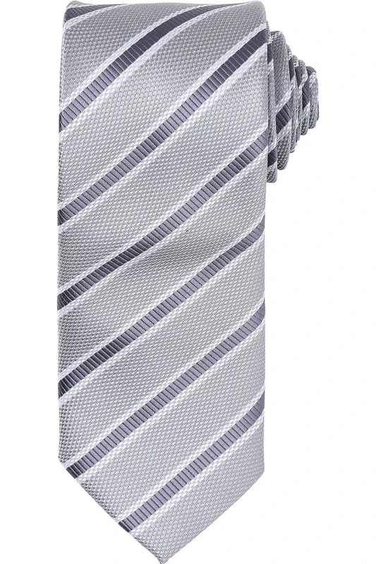 Image of Premier Premier Men Stripe Waffle Tie in Metallic Silver Metallic Silver One Size Male 5063425959976