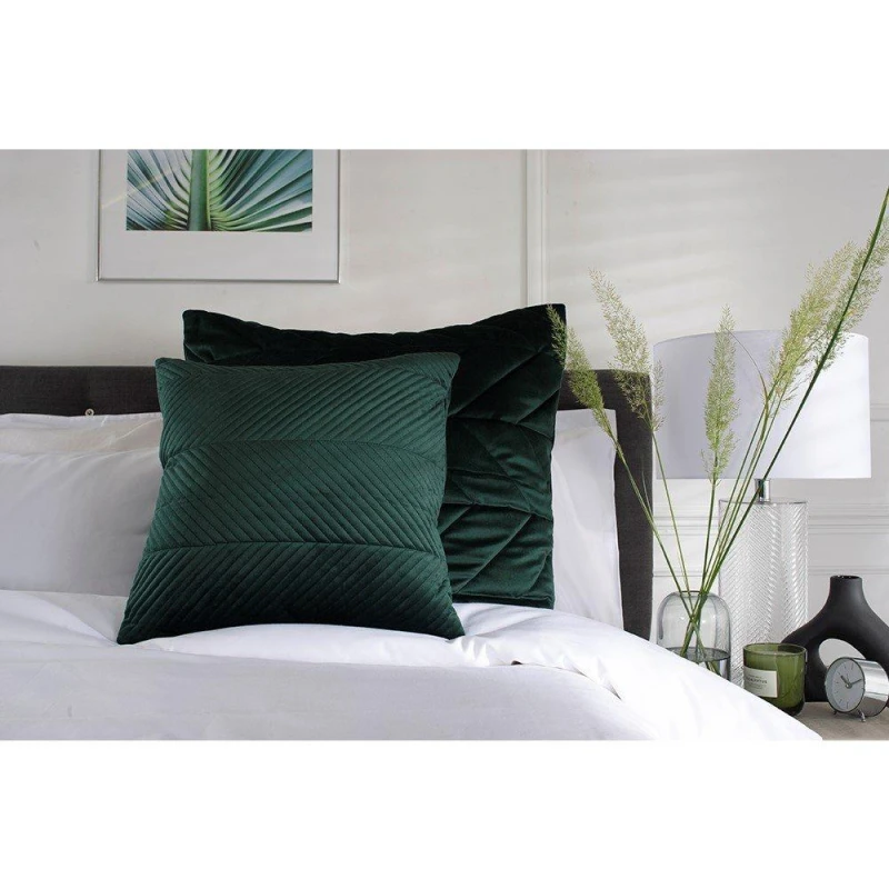 Image of The Lyndon Company Chevron Velvet Pillowcases Forest unisex One Size