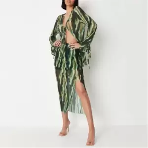 Image of Missguided Abstract Print Plisse Midaxi Skirt - Multi