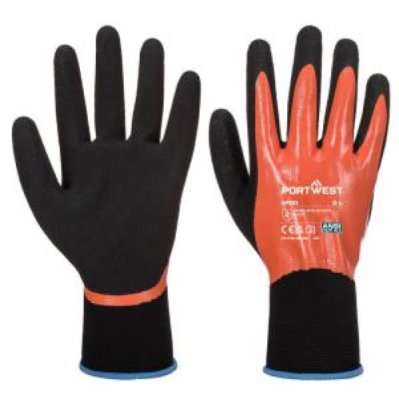 Image of Portwest Dermi Pro Nitrile Gloves AP30O8RS Colour: Orange / Black