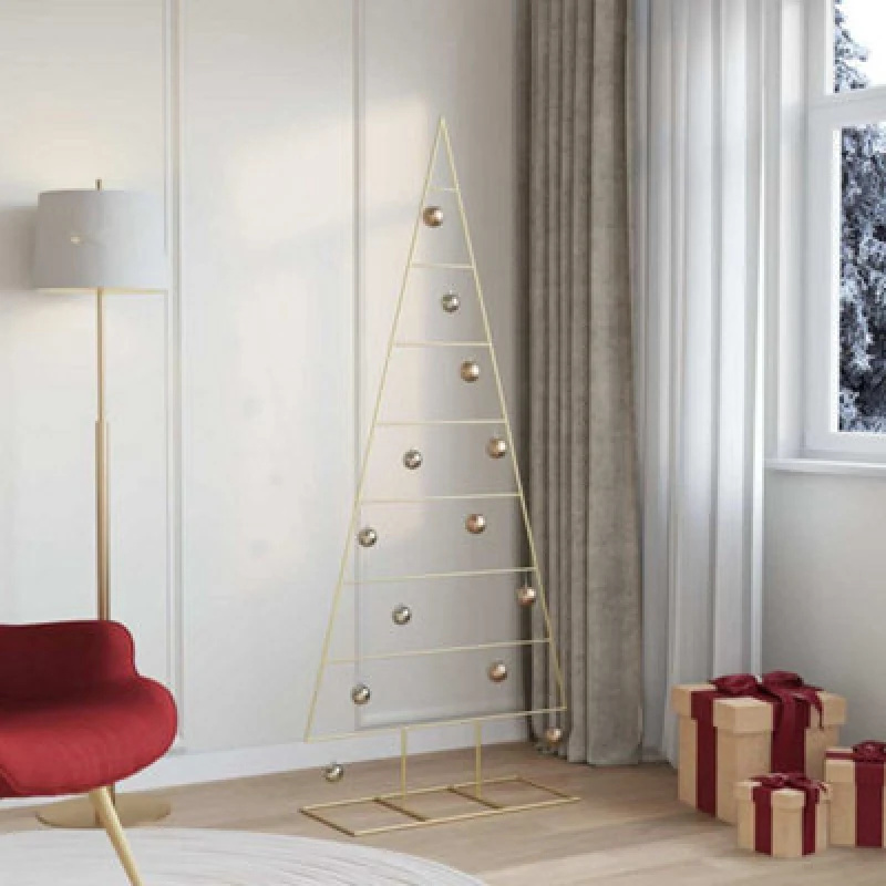 Image of Vidaxl Metal Christmas Tree With Stand Gold 181cm Powder-Coated Steel