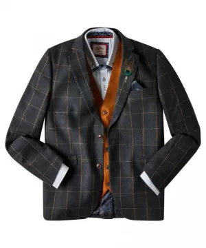 Image of Joe Browns Dapper Gents Blazer - Charcoal, Tan, Size 48, Men