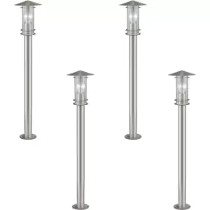Image of 4 PACK IP44 Outdoor Bollard Light Stainless Steel 1000mm 60W E27 Driveway Post