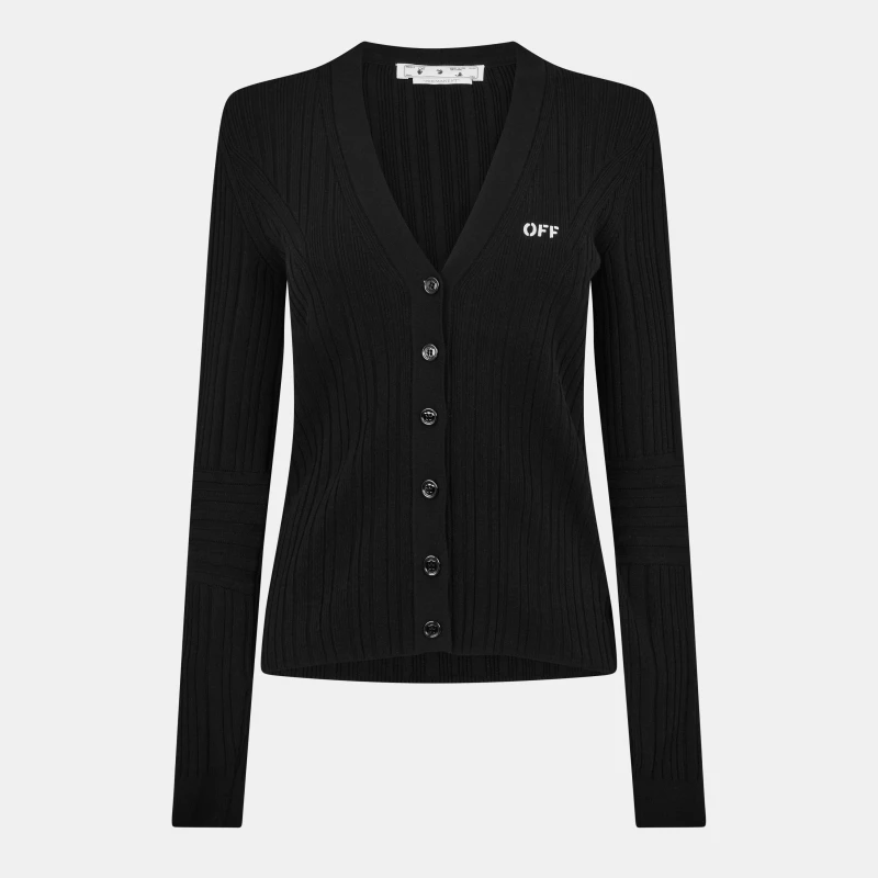 Image of Off White Womens Deconstructed Cardigan Black/White female 4 (3XS)