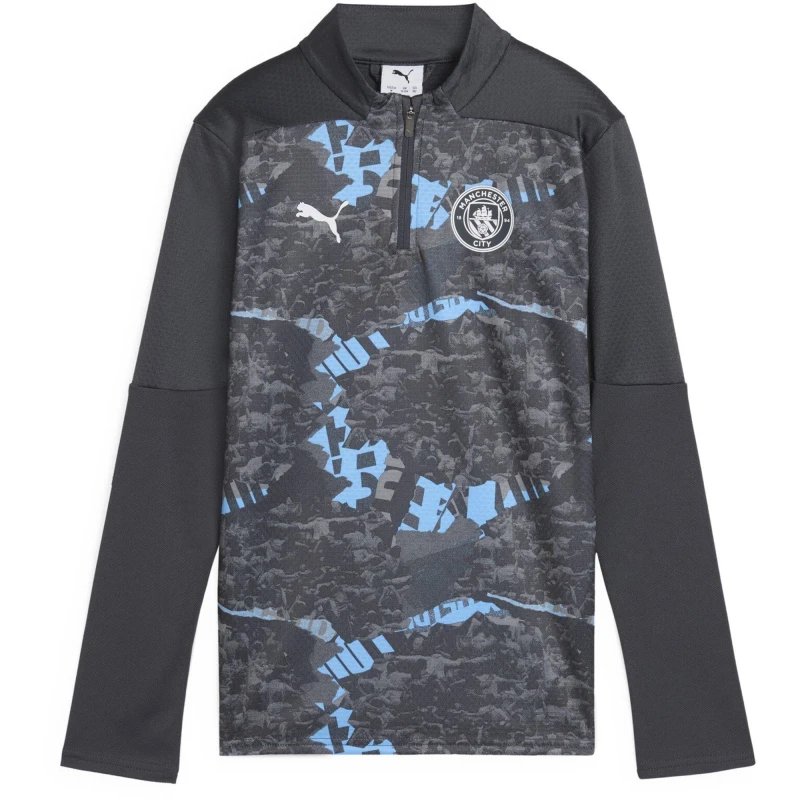 Image of Puma Manchester City Pre-Match Quarter-Zip Top 2024 2025 Juniors Grey Cool/Grey male 5-6 (XS)