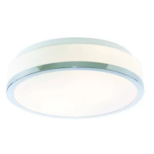 Image of Bathroom Flush 2 Light Ceiling Chrome, Opal IP44, E27