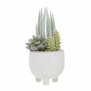 Image of Interiors By Ph Faux Mixed Succulents In White Ceramic Pot