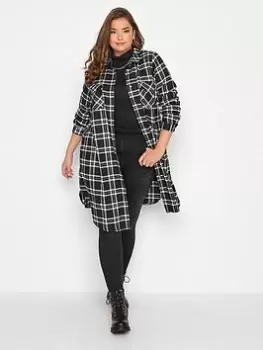 Image of Yours Maxi Check Shirt. Black/white, Black, Size 16, Women