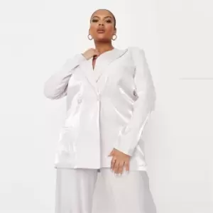 Image of Missguided Shimmer Relaxed Blazer - Blue