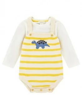 Image of Monsoon Baby Boys Duke Dino Knitted Romper & T-Shirt - Mustard