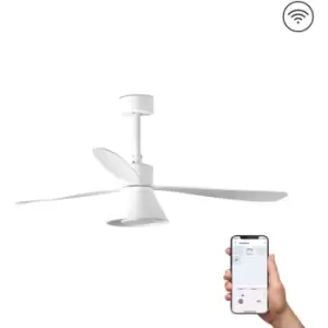 Image of Faro Amelia Large Cone LED White Ceiling Fan Smart, 6 Speed