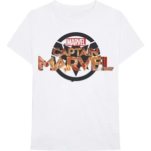 Image of Marvel Comics - Captain Marvel New Logo Unisex Medium T-Shirt - White