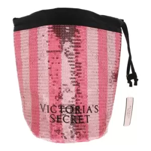 Image of Victoria's Secret Pink Sequin With Black Drawstring Storage Bag