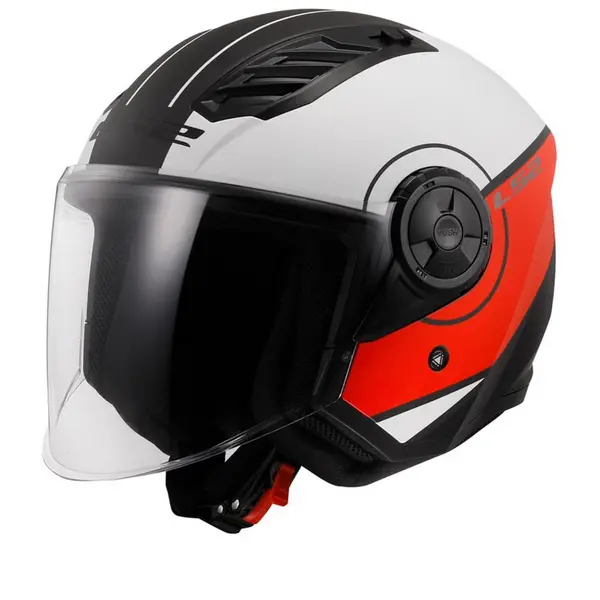 Image of LS2 OF616 Airflow II Cover Matt White Red Jet Helmet Size S