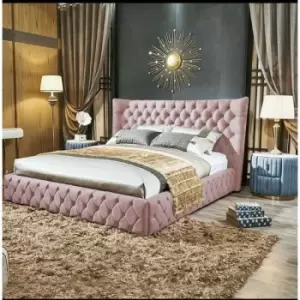 Image of Royale Upholstered Beds - Plush Velvet, Small Double Size Frame, Pink - Pink