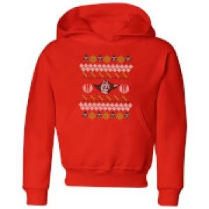 Image of Star Wars Yoda Knit Kids Christmas Hoodie - Red - 7-8 Years