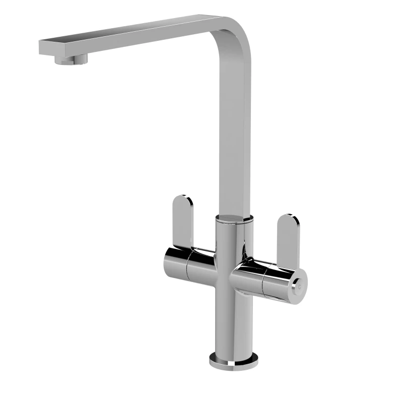 Image of Balterley Kitchen Mono Mixer Tap with 2 Lever Handles Chrome 302mm Silver